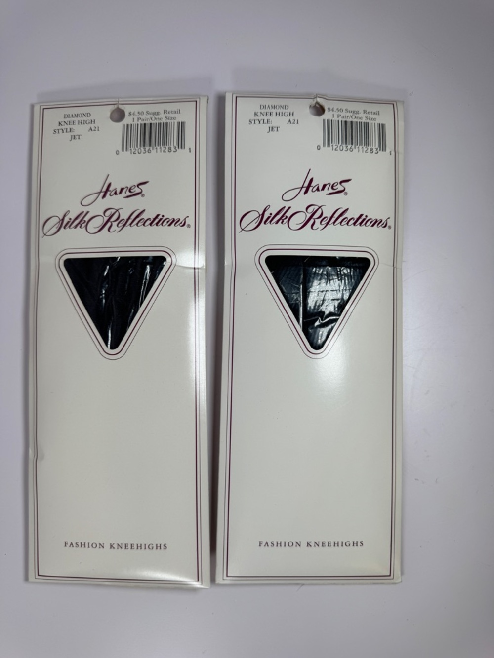 Lot 2 Pair Hanes Silk Reflections Silky Jet black Knee Highs A21